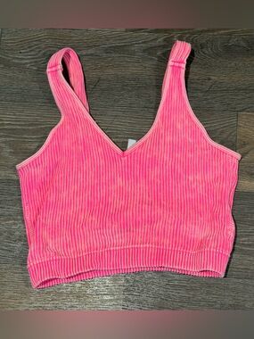 Zenana Outfitters Hot Pink Ribbed Bralette